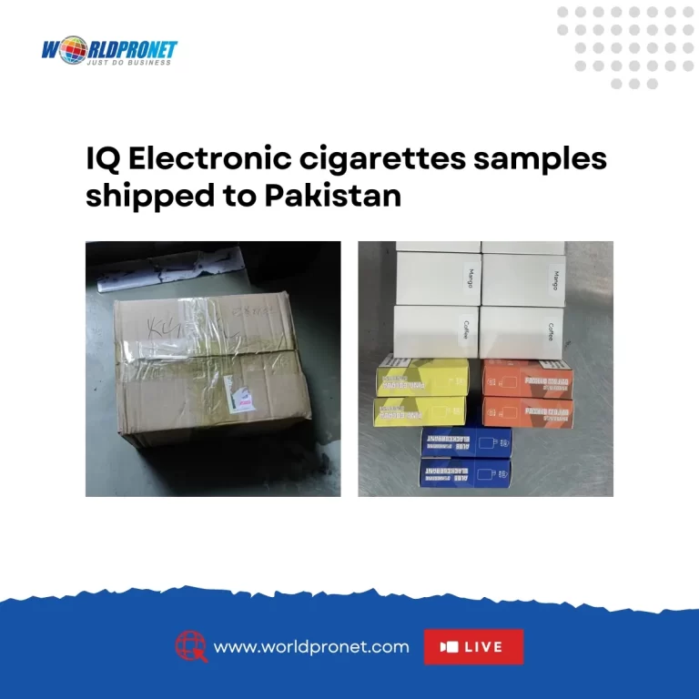 IQ Electronic cigarettes samples shipped to Pakistan